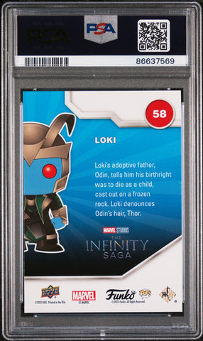 2023 UPPER DECK FUNKO POP MARVEL  LOKI GOLD #58  PSA 10 (Online Order Only)