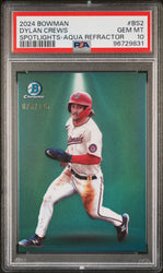 Graded 2024 Topps Bowman Dylan Crews #BS2 Spotlights Aqua Refractor /125 Rookie RC Baseball Card PSA 10 Gem Mint (ONLINE ORDER ONLY)