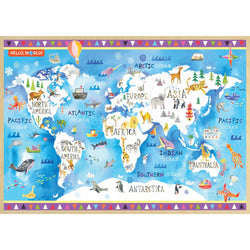 Hello, World! - World Map 60 Piece Wood Jigsaw Puzzle (ONLINE ORDER ONLY)