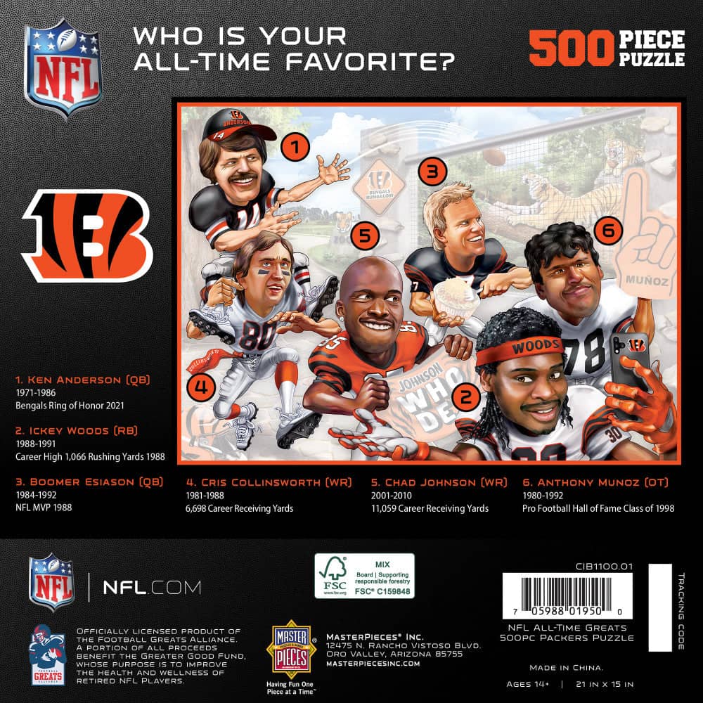 Cincinnati Bengals - All-Time Greats 500 Piece Jigsaw Puzzle