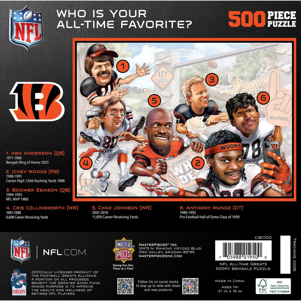 Cincinnati Bengals - All Time Greats 500 Piece Jigsaw Puzzle (ONLINE ORDER ONLY)