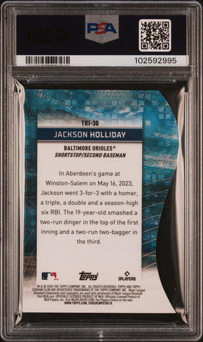 Graded 2024 Topps Stadium Club Jackson Holliday #TRI30 Triumvirates Rookie RC Baseball Card PSA 10 Gem Mint (ONLINE ORDER ONLY)