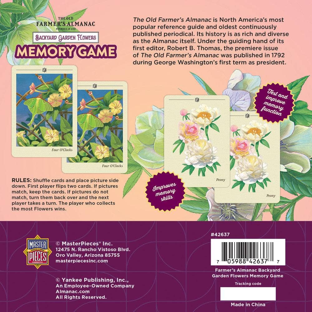 Farmer's Almanac - Backyard Garden Flowers Memory Game