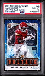 Graded 2024 Topps Resurgence Xavier Worthy #V8 Voltaic Blue Surge /99 Rookie RC Football Card PSA 10 Gem Mint (ONLINE ORDER ONLY)