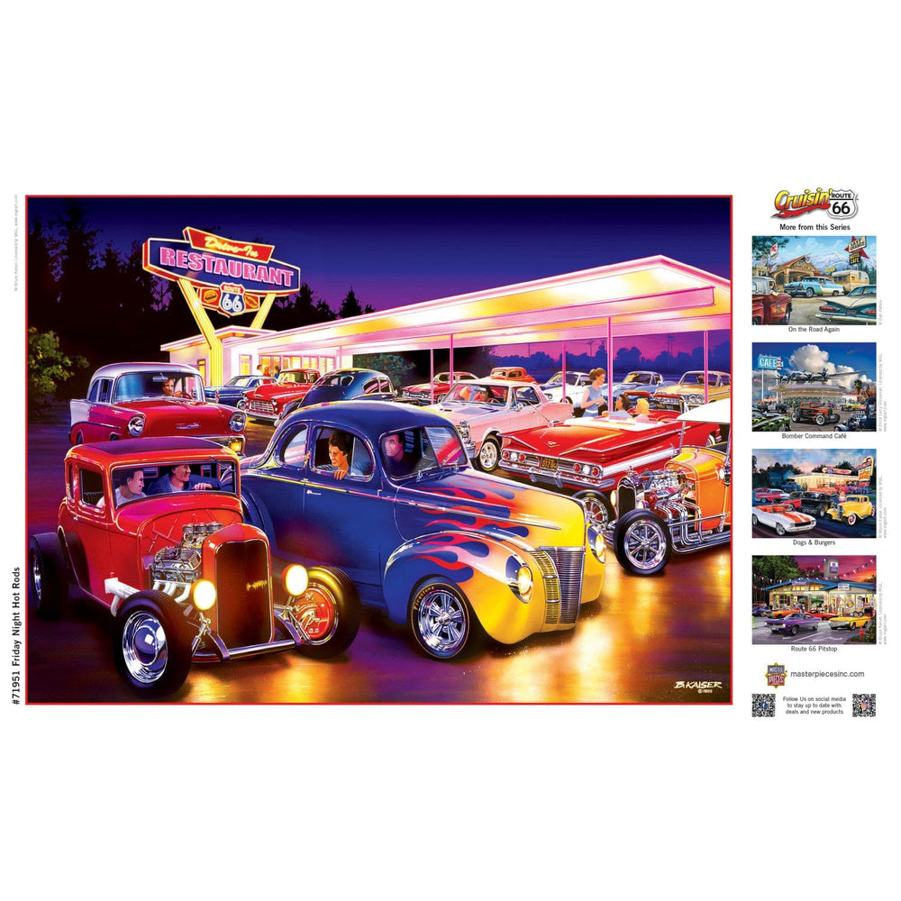 Cruisin' Route 66 - Friday Night Hot Rods 1000 Piece Jigsaw Puzzle (ONLINE ORDER ONLY)