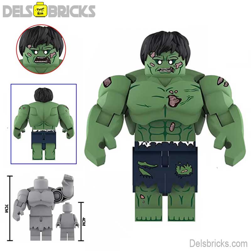 Zombie Hulk from Avengers Marvel Zombies MCU Lego Minifigures Custom Toys 8 (ONLINE ORDER ONLY)