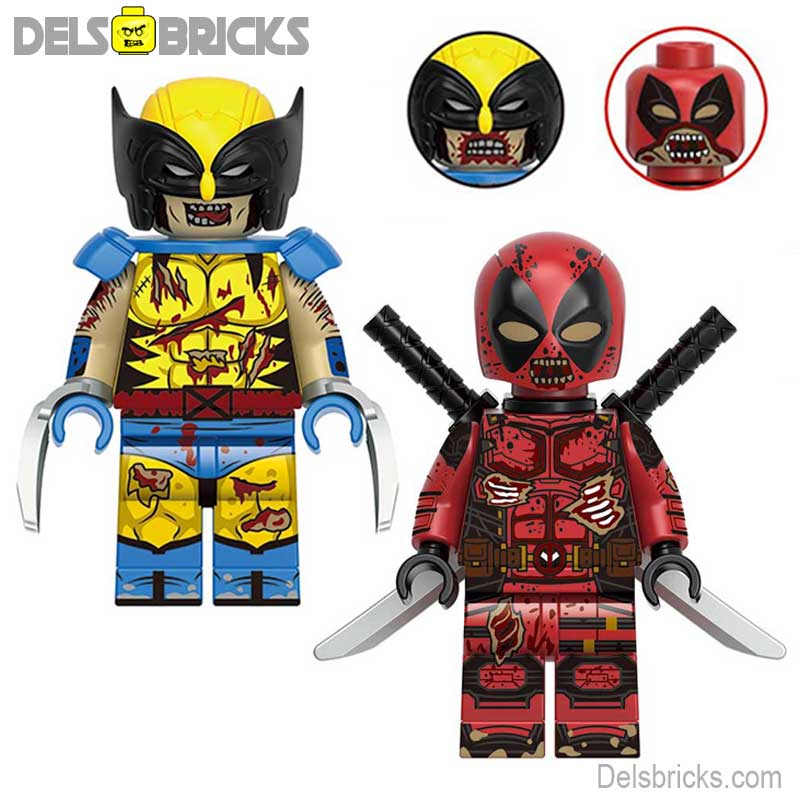 Zombie Deadpool & Wolverine SET OF 2 Marvel MCU Lego Minifigures Custom Toys (ONLINE ORDER ONLY)