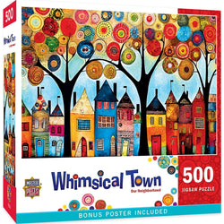 Whimsical Town - Our Neighborhood 500 Piece Jigsaw Puzzle (ONLINE ORDER ONLY)
