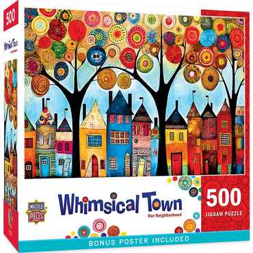 Whimsical Town - Our Neighborhood 500 Piece Jigsaw Puzzle (ONLINE ORDER ONLY)