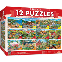 Folk Art Jigsaw Puzzle Collection - 12 Pack (ONLINE ORDER ONLY)