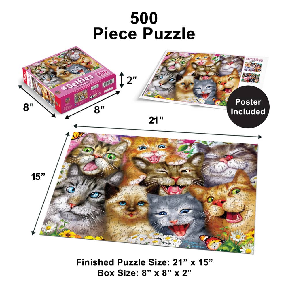 Selfies - Purrfect Portraits 500 Piece Jigsaw Puzzle