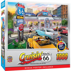 Cruisin' Route 66 - Rockin Rollin on 66 1000 Piece Jigsaw Puzzle (ONLINE ORDER ONLY)