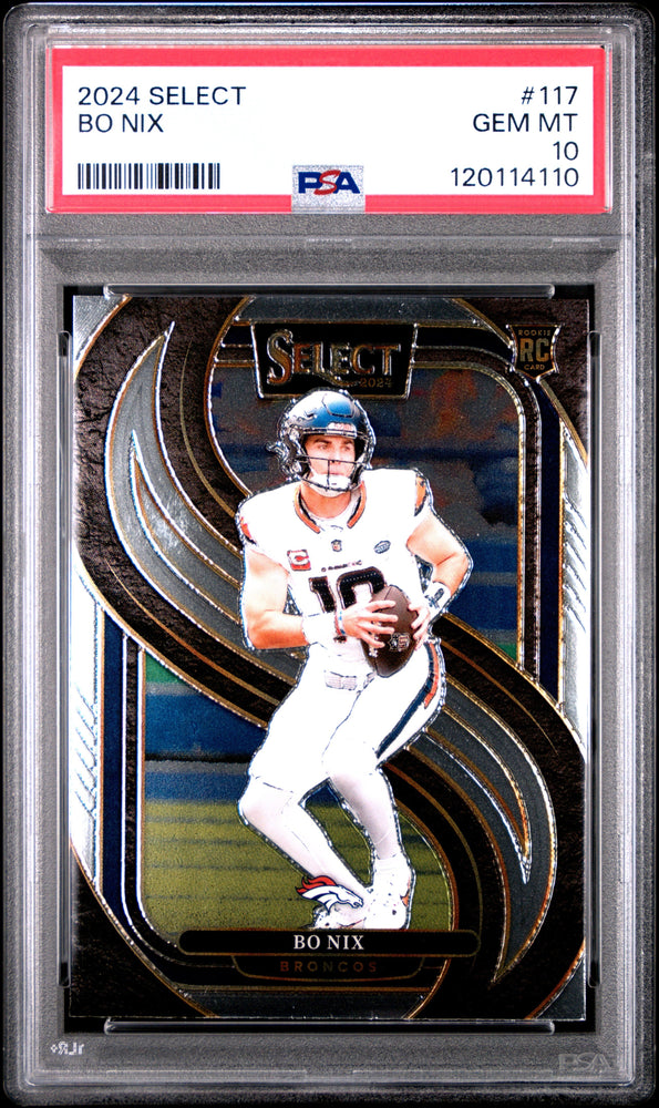 Graded 2024 Panini Select Bo Nix #117 Rookie RC Football Card PSA 10 Gem Mint (ONLINE ORDER ONLY)