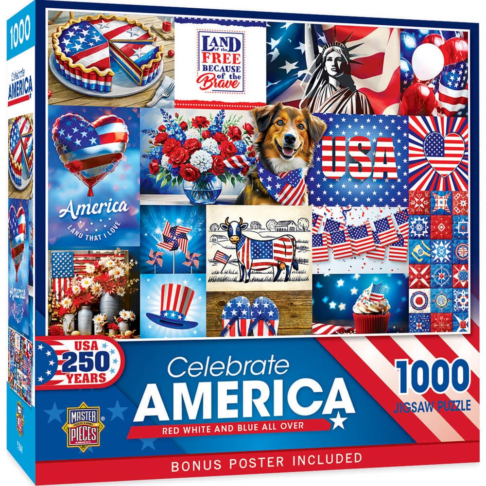 Celebrate America - Red, White, and Blue All Over 1000 Piece Jigsaw Puzzle