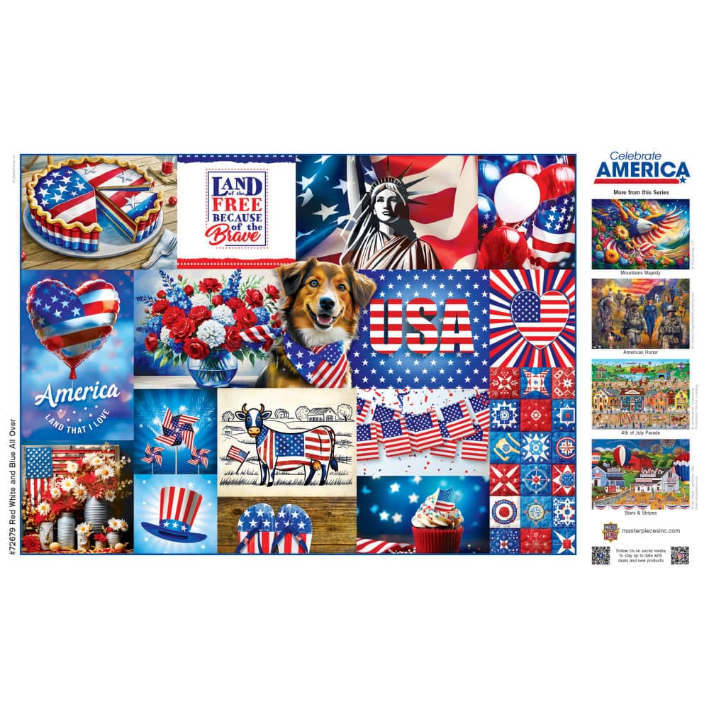 Celebrate America - Red, White, and Blue All Over 1000 Piece Jigsaw Puzzle (ONLINE ORDER ONLY)
