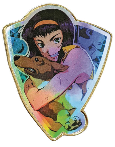 Cowboy Bebop Faye Rainbow Holo Foil Crest Pin