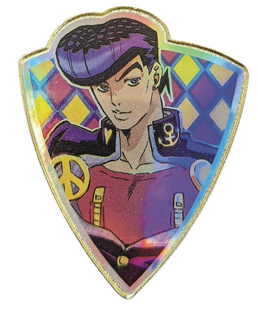 Jojos Bizarre Adventure Josuke Rainbow Holo Foil Crest Pin (
