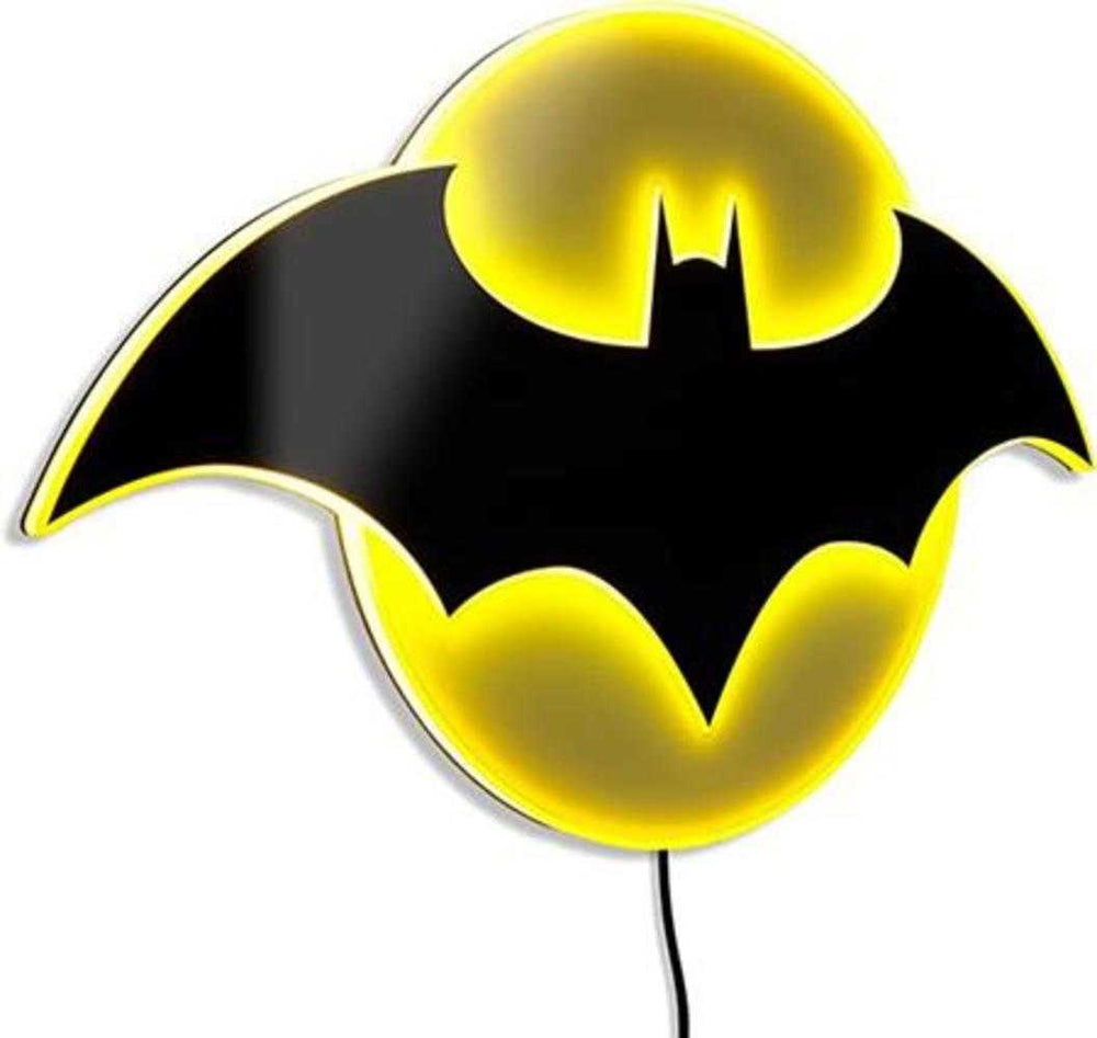 DC Comics Batman Justice League Illuminated Batsign Led Neon Style Superhero Logo Wall Light Hangable Lamp (Large)