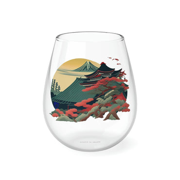 Sakura Temple Stemless Wine Glass, 11.75oz