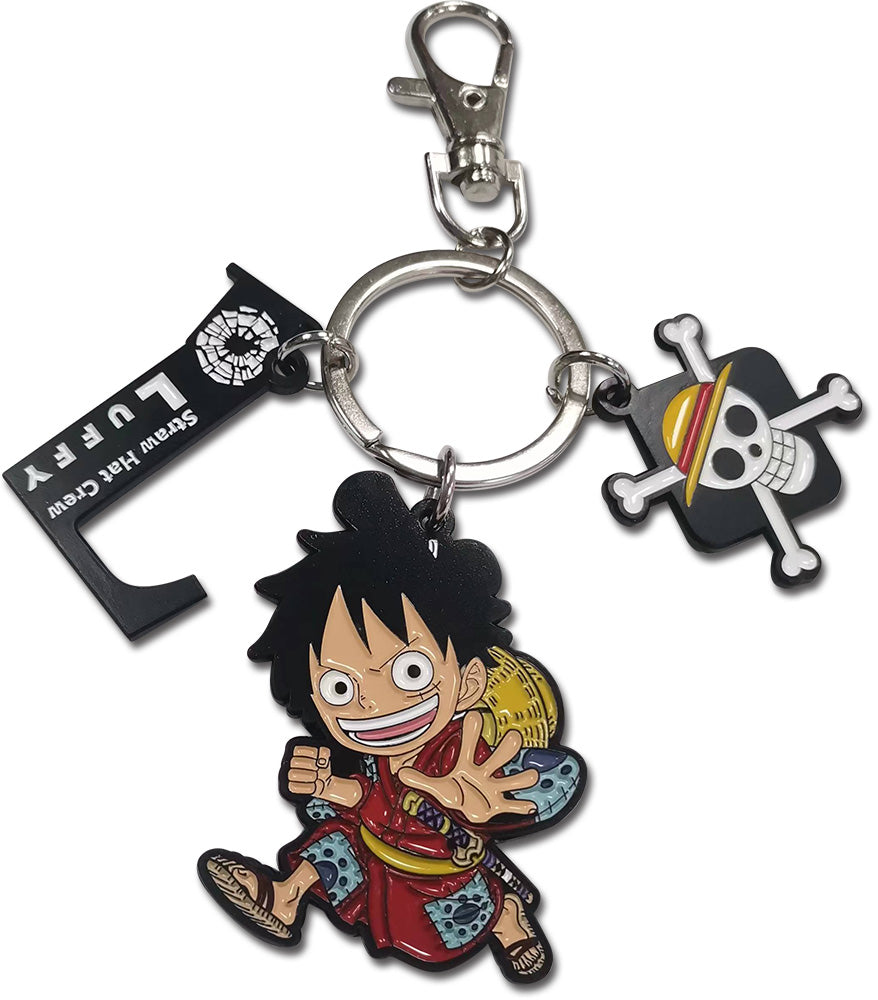 ONE PIECE - LUFFY WANO VERSION SD WITH ICON THREE CHARM KEYCHAIN