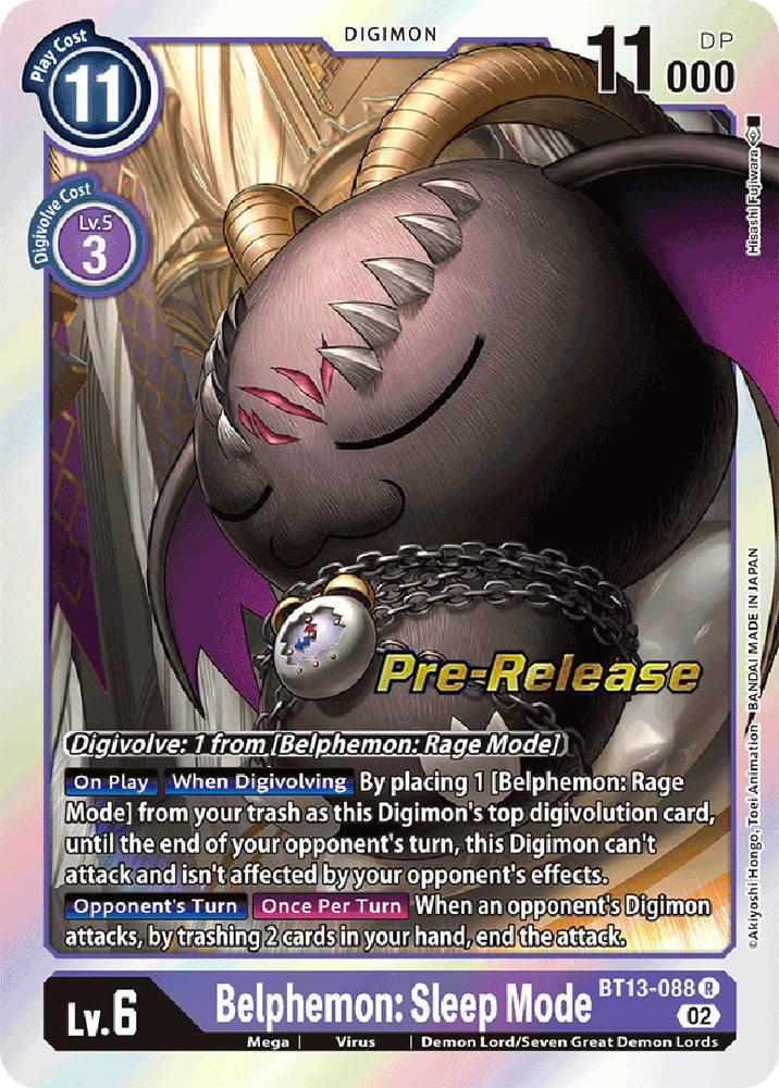 Belphemon: Sleep Mode [BT13-088] [Versus Royal Knight Booster Pre-Release Cards]