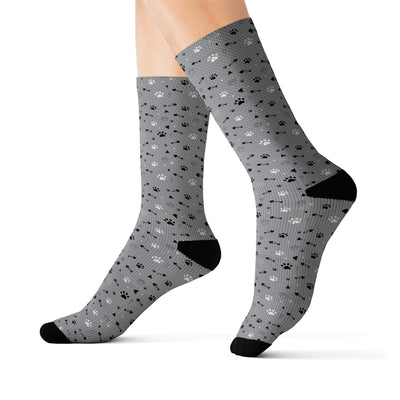 Cat Paw and Fish Bone Sublimation Socks