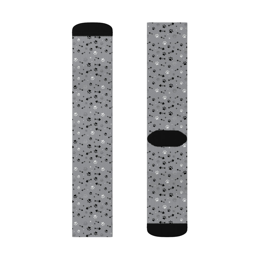 Cat Paw and Fish Bone Sublimation Socks