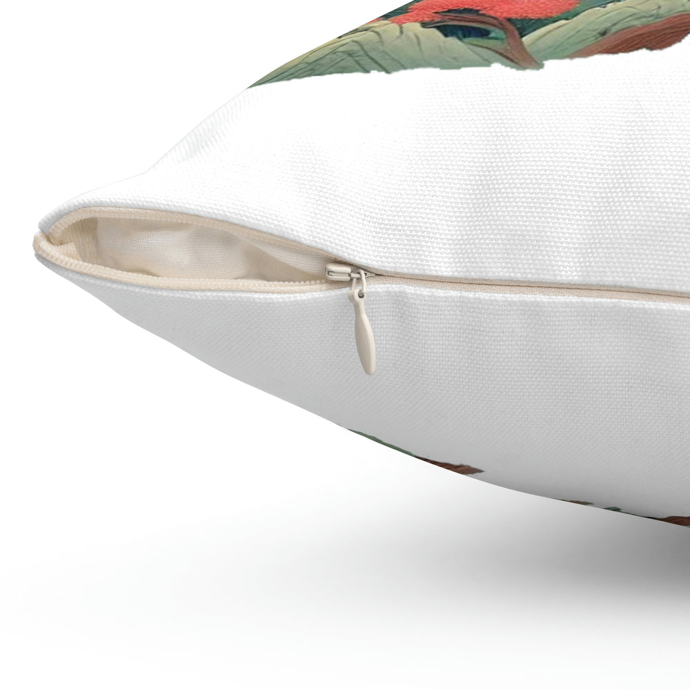 Japanese Sakura Temple Spun Polyester Square Pillow