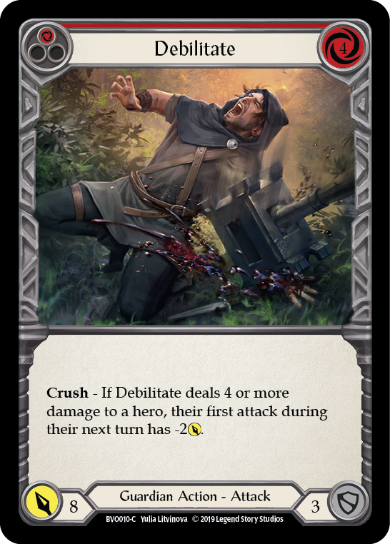 Debilitate (Red) [BVO010-C] (Bravo Hero Deck)  1st Edition Normal