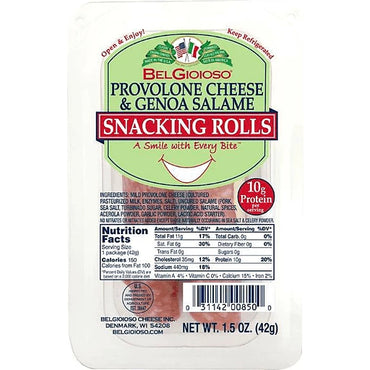 BelGioioso Snacking rolls: Provolone cheese & Genoa Salme